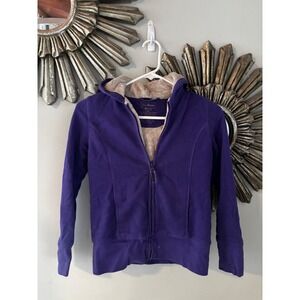 LL Bean Kids Fleece Zip Hoodie Purple Cozy 10-12 M